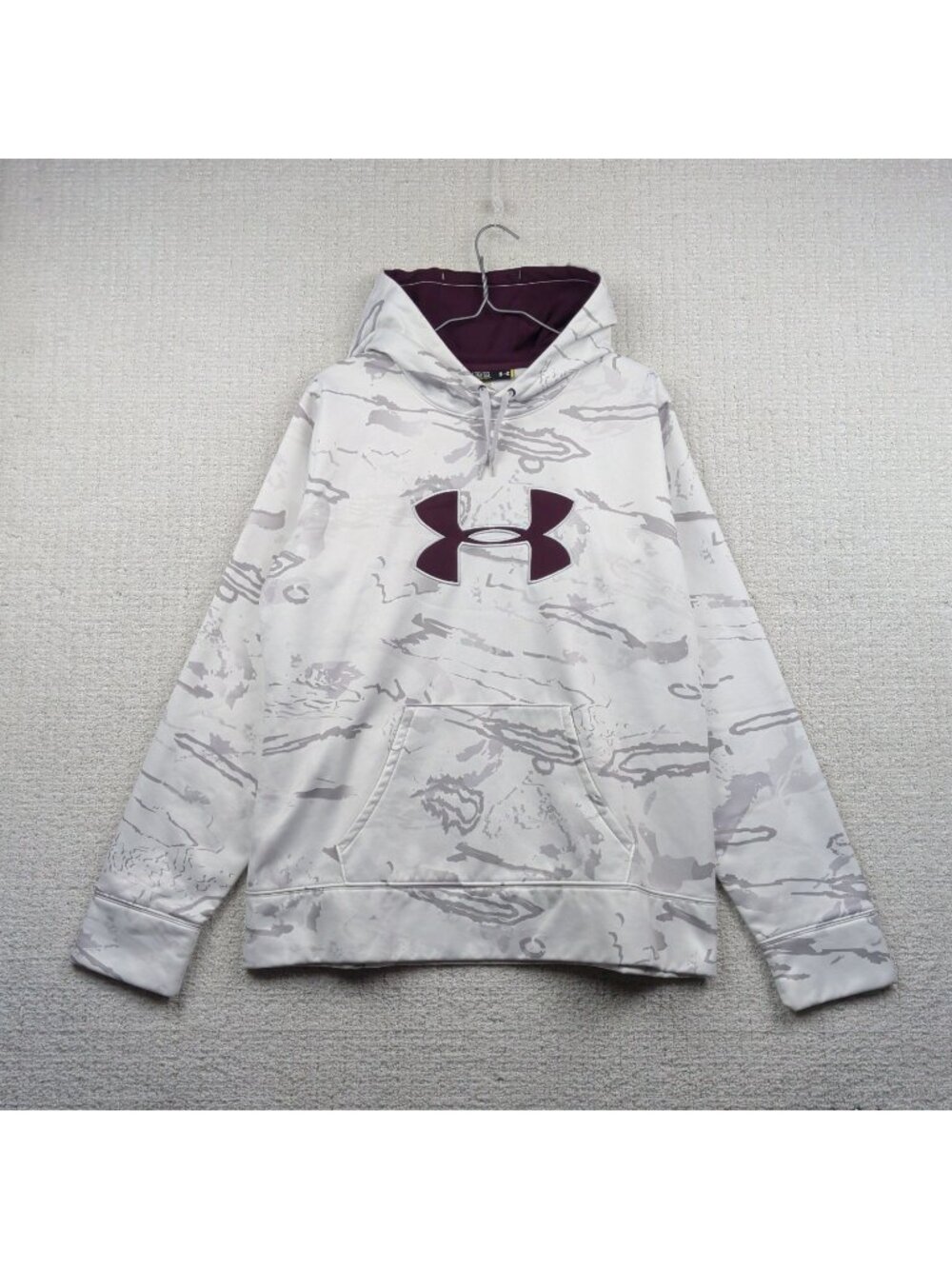 Under Armour Winter White Tech Cyber Camo Cold Gear Pullover Hoodie Men Sz XL
